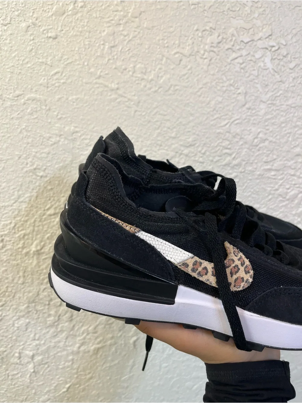 Nike Waffle One – Black / Leopard 🖤🐆